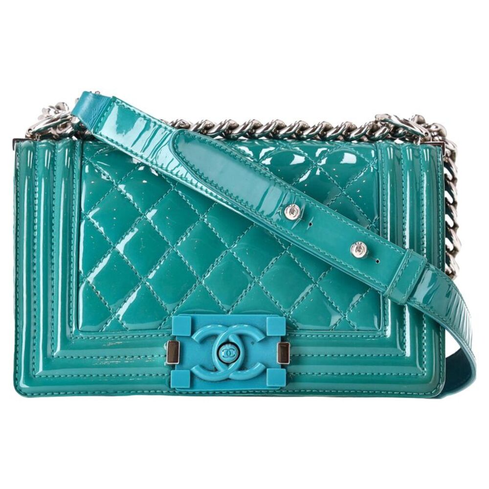 Chanel Diamond Quilted Patent Leather Plexiglass Medium Boy Flap Bag